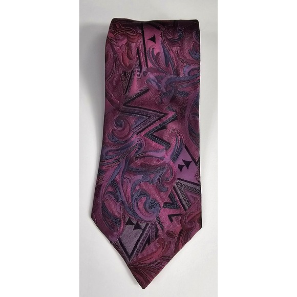 Vintage GIANNI‎ VERSACE Neiman Marcus Tie Purple Geometric Design Made in Spain